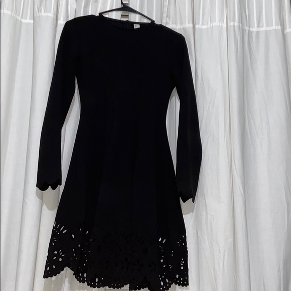 Black stretchy knit Skater Dress - Picture 1 of 7